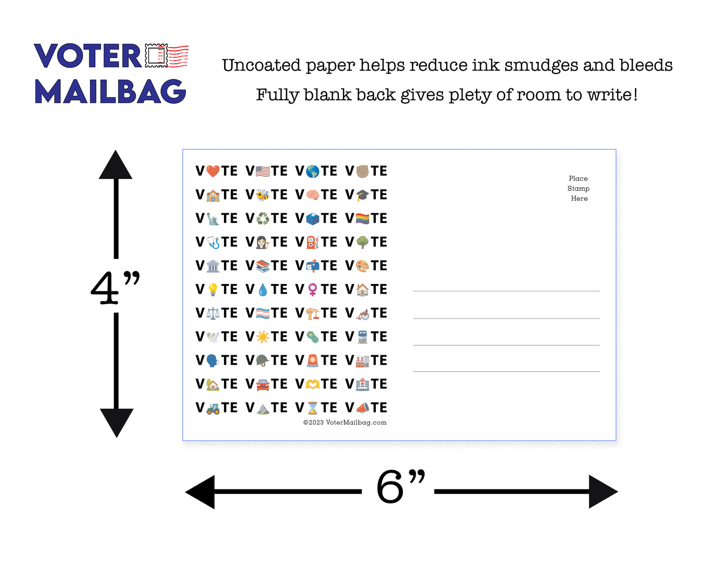 VOTE Emoji Blank 4x6 Voter Postcards