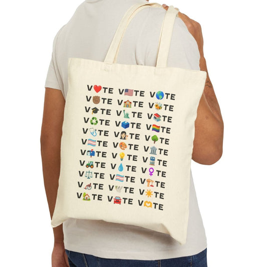 Vote Emoji Cotton Canvas Tote Bag