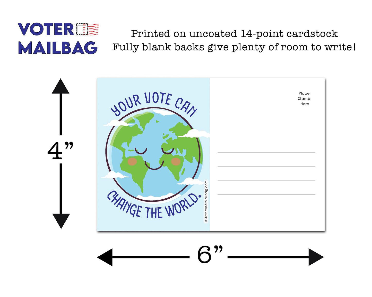 *Bulk Orders* Change The World Blank 4x6 Voter Postcards