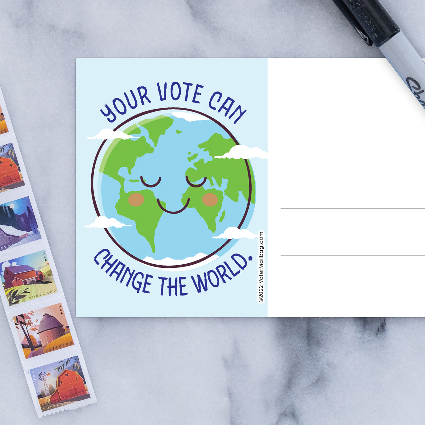 *Bulk Orders* Change The World Blank 4x6 Voter Postcards
