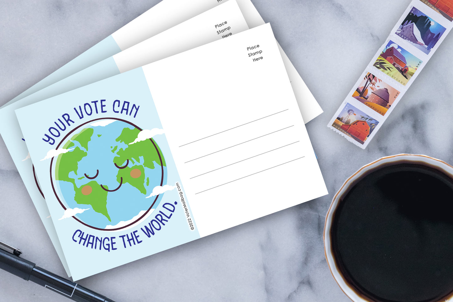 *Bulk Orders* Change The World Blank 4x6 Voter Postcards