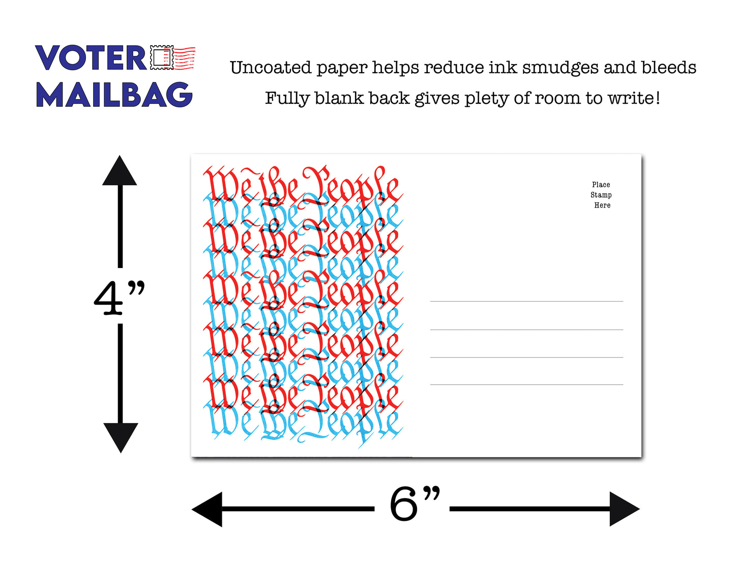 *Bulk Orders* We The People Blank 4x6 Voter Postcards