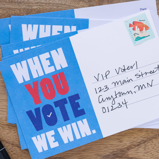 When You Vote We Win Blank 4x6 Voter Postcards