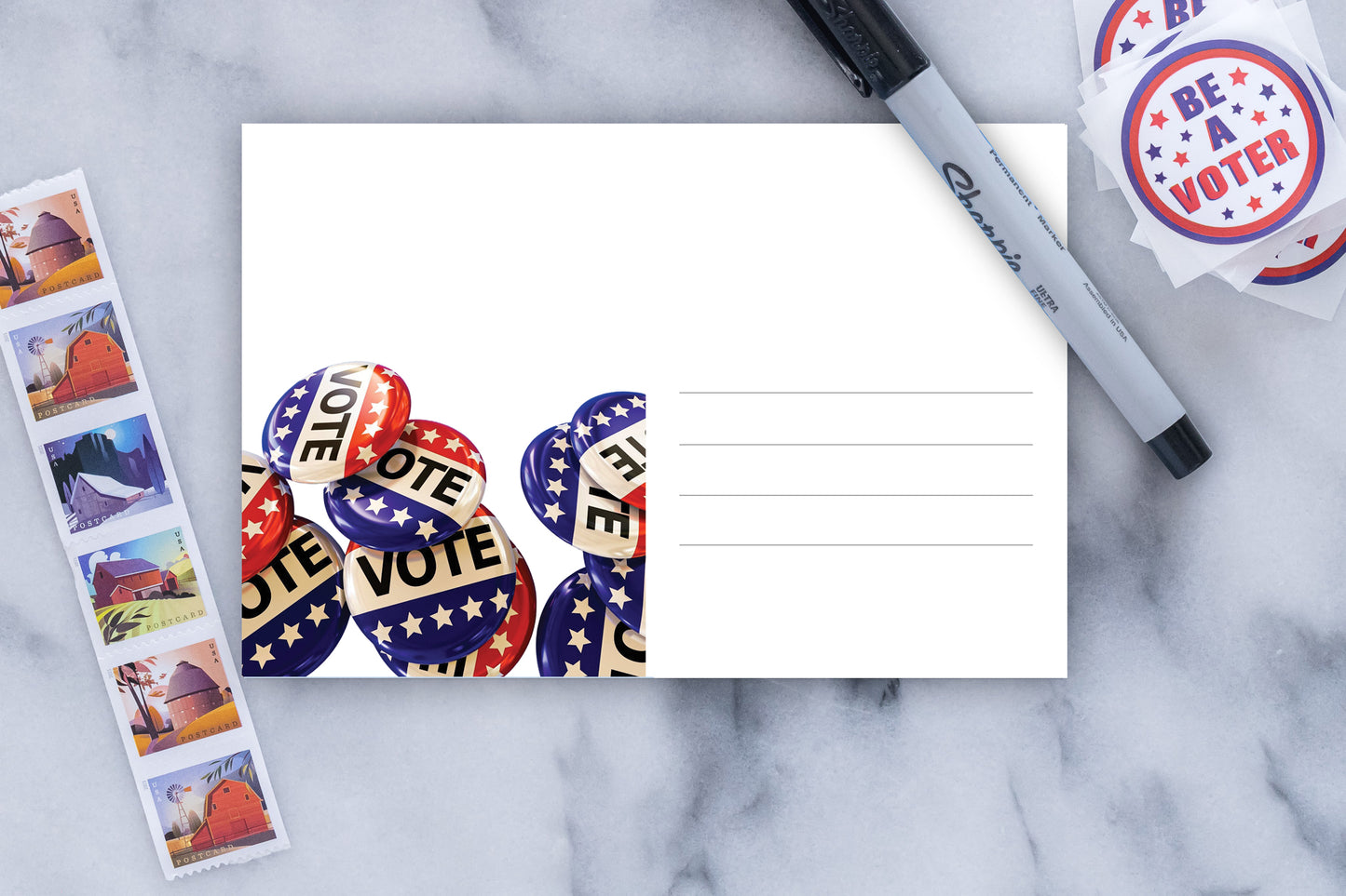 *LAST CALL* Vote Buttons 4x6 Postcards (50 Pack)